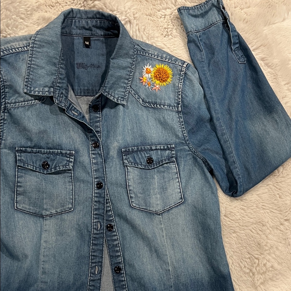 Embroidered Denim Shirt